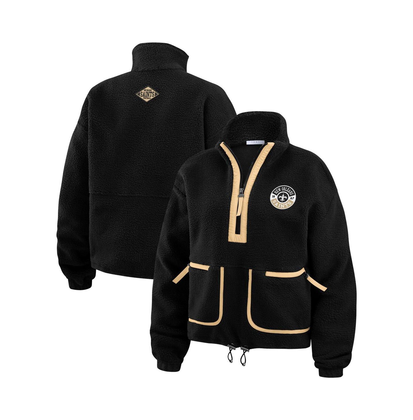 Женская куртка WEAR by Erin Andrews Black New Orleans Saints Polar Fleece Half-Zip — фото 1
