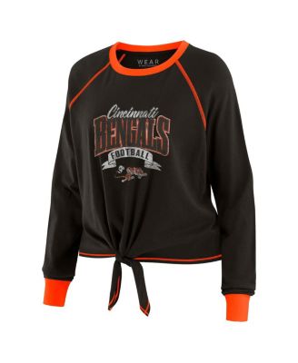 Women's Black/Orange Cincinnati Bengals Tie-Front Long Sleeve Top