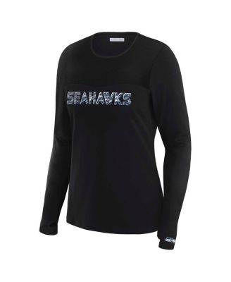 Women's x Gracie Hunt Black Seattle Seahawks Mesh Panel Long Sleeve T-Shirt