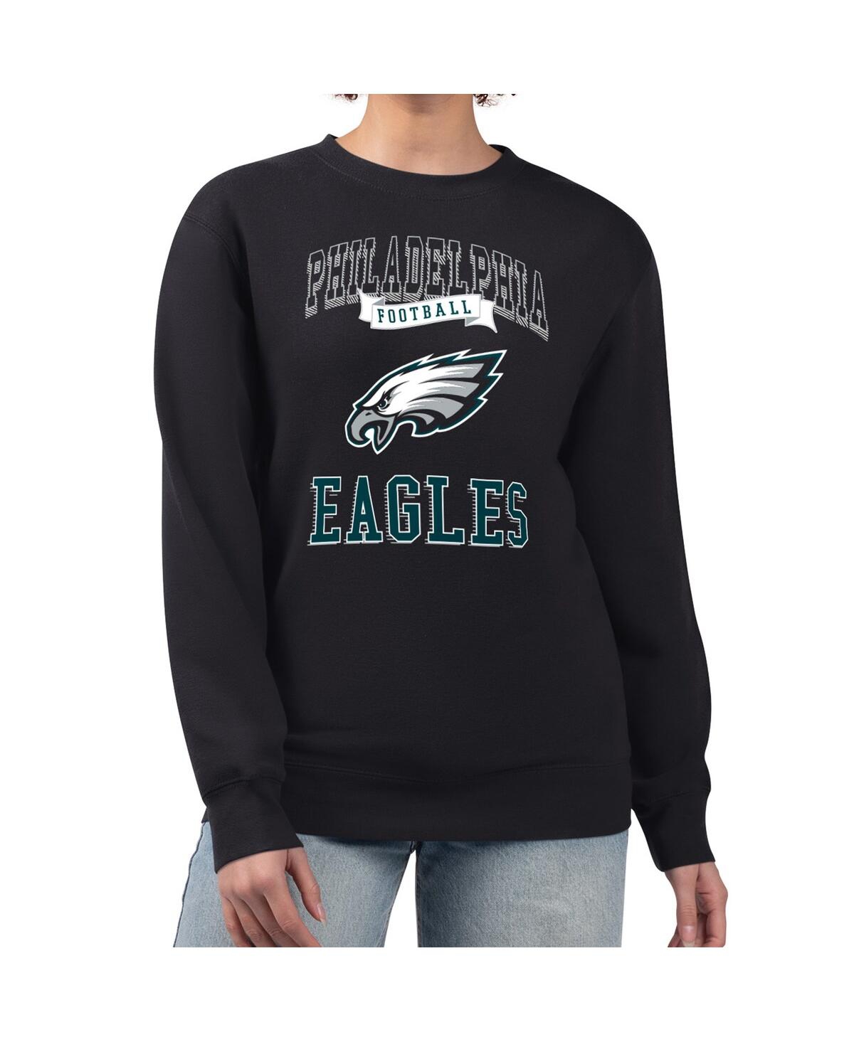 G-iii 4her By Carl Banks Women's Black Philadelphia Eagles Team Logo Graphic Tri-blend Pullover Sweatshirt