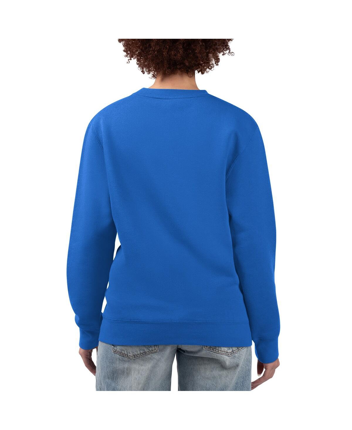 G-iii 4her By Carl Banks Women's Royal Buffalo Bills Football Logo Graphic Fleece Tri-blend Pullover Sweatshirt In Blue