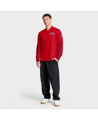 Men's Red New England Patriots Sideline Dri-FIT Half-Zip Pullover Hoodie