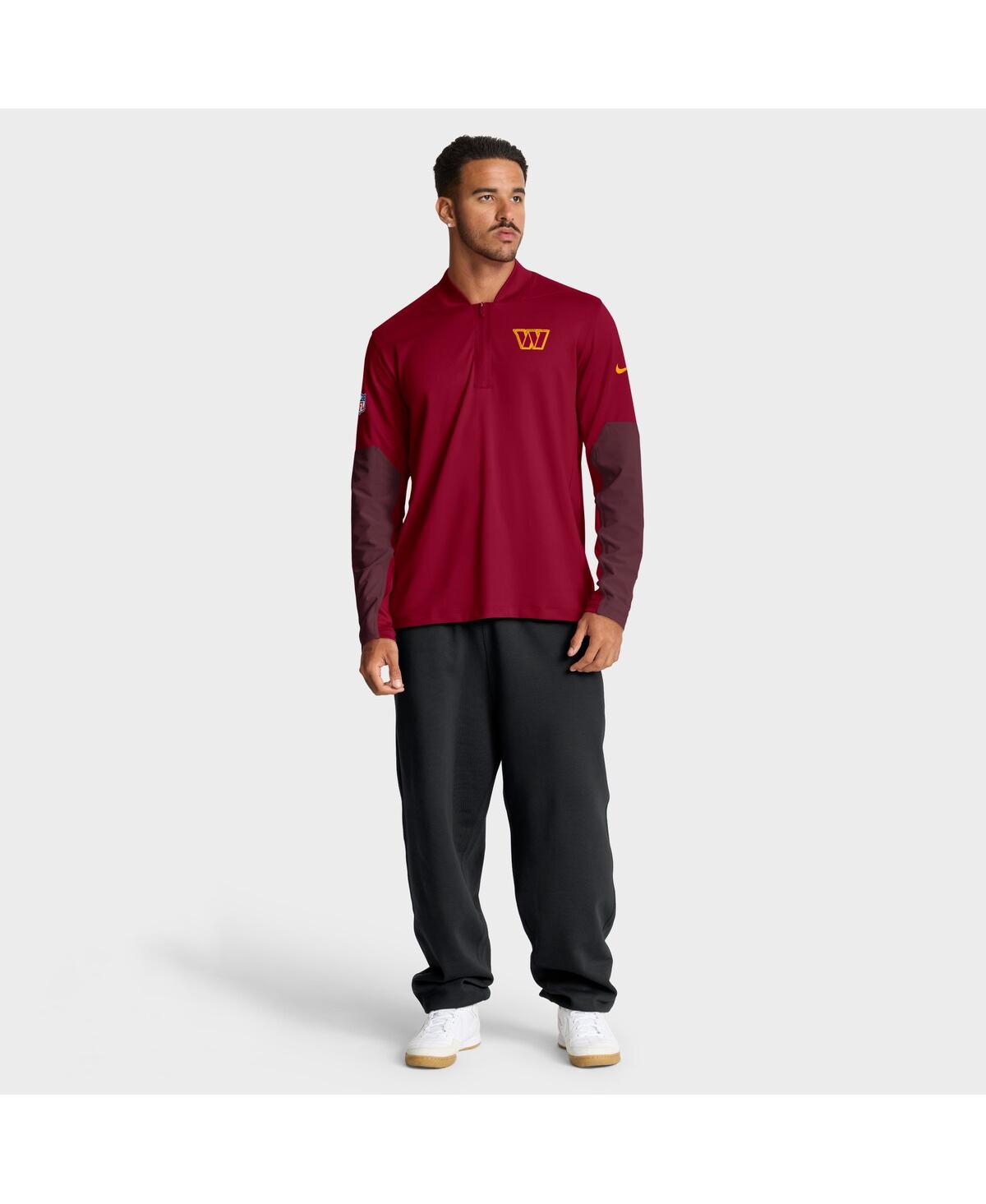 Nike Men's Burgundy Washington Commanders Sideline Dri-fit Half-Zip Pullover Hoodie