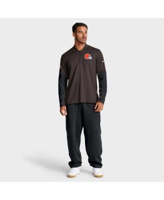 Men's Brown Cleveland Browns Sideline Dri-FIT Half-Zip Pullover Hoodie