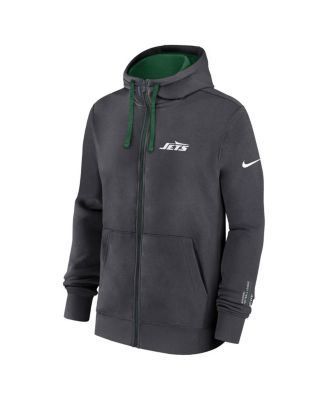 Men's Anthracite New York Jets Primetime Club Full-Zip Hoodie