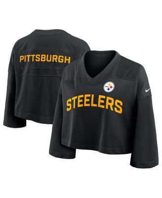 Nike - Women's Black Pittsburgh Steelers Primetime Cropped Mesh Dri-FIT Fashion Jersey