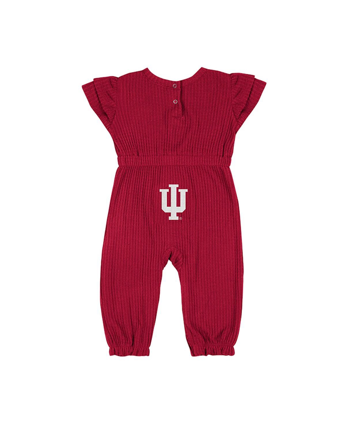 Colosseum Baby Boys And Girls Crimson Indiana Hoosiers Beautopia Waffle Knit Romper In Brown