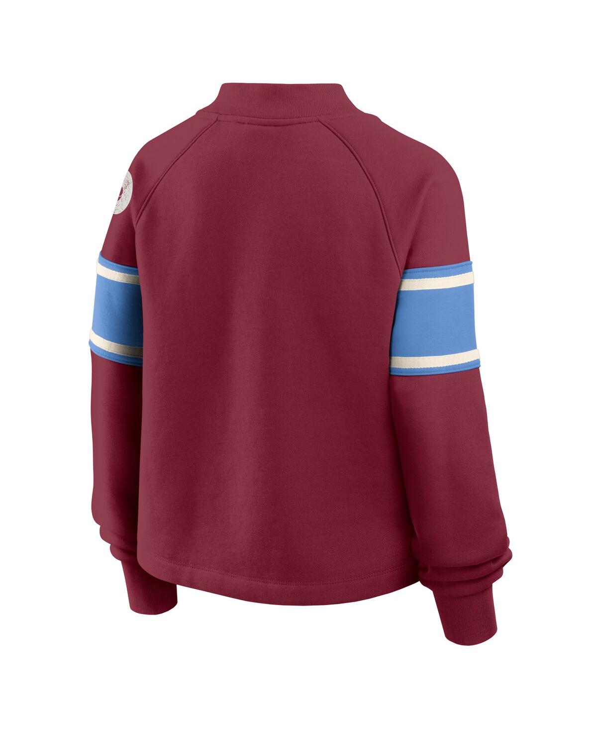 Fanatics Women's Burgundy Philadelphia Phillies Oversized Toss Sweep Raglan Pullover Sweatshirt In Burgundy