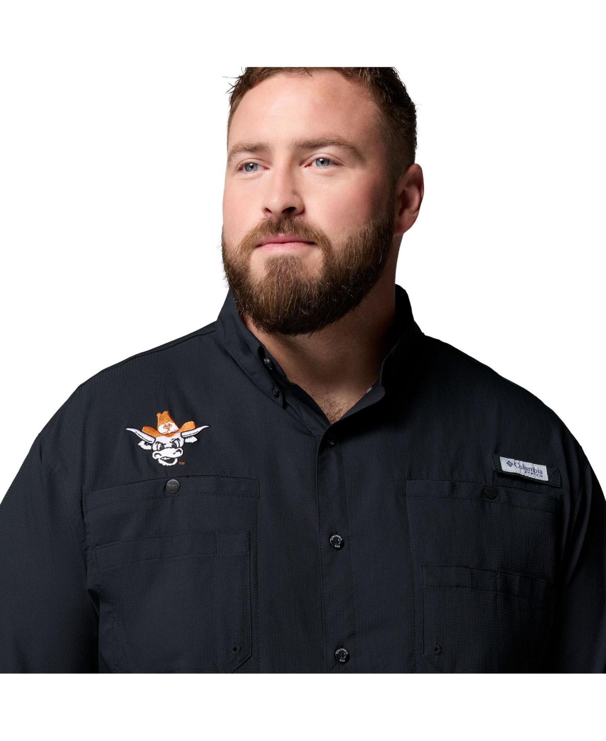 Columbia Men's Black Texas Longhorns Big Tall Tamiami Omni-Shade Button-Down Shirt
