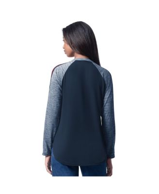 Women's Navy Boston Red Sox Top Dog Raglan Long Sleeve V-Neck T-Shirt