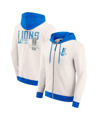 Fanatics - Men's Cream Detroit Lions Distressed Graphics Full-Zip Hoodie
