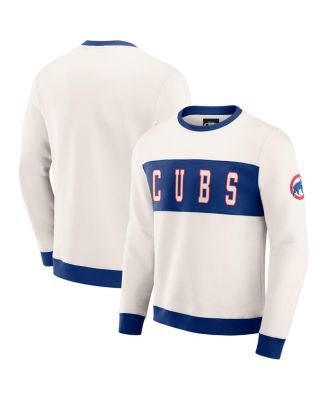 Fanatics - Men's Cream Chicago Cubs Color block Crewneck Sweatshirt