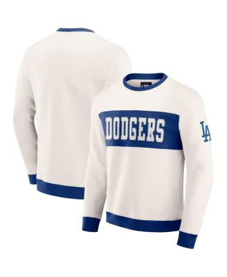 Fanatics - Men's Cream Los Angeles Dodgers Color block Crewneck Sweatshirt