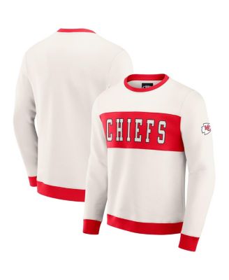 Fanatics - Men's Cream Kansas City Chiefs Color block Crewneck Sweatshirt