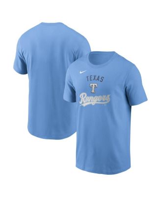 Nike - Men's Light Blue Texas Rangers Early Innings Stack T-Shirt