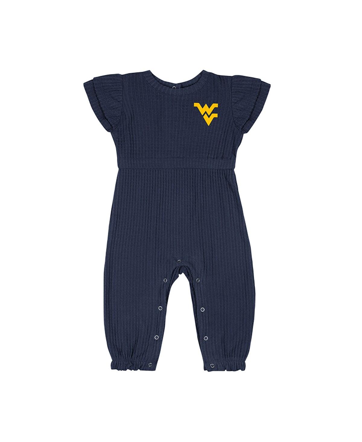 Colosseum Baby Boys And Girls Navy Illinois Fighting Illini Beautopia Waffle Knit Romper In Blue