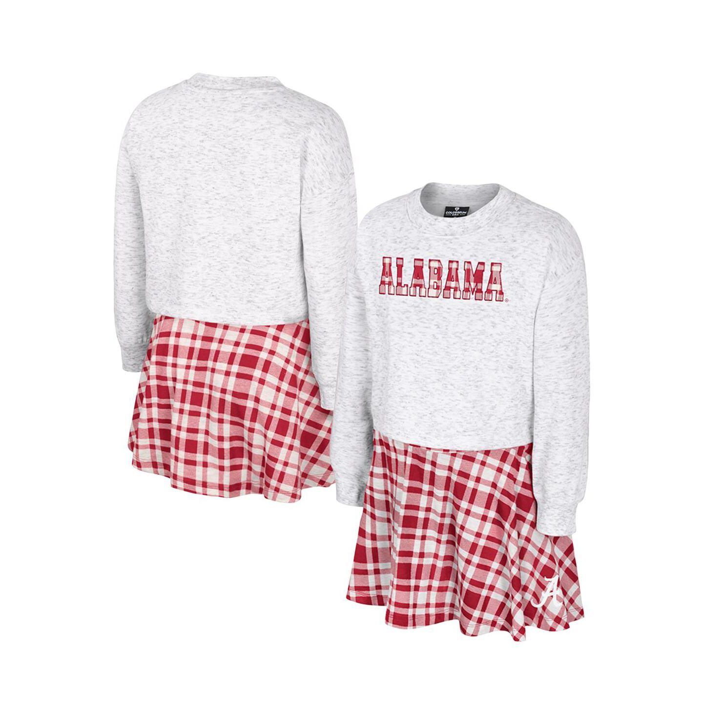 Colosseum Big Girls 2-Piece Gray Alabama Crimson Tide Marceline Plaid Skirt and Top Set — фото 1