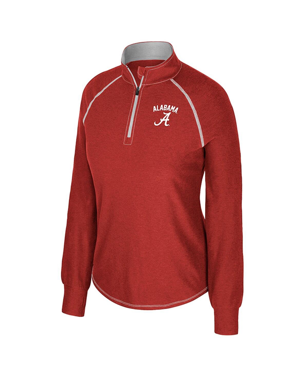 Colosseum Women's Crimson Alabama Crimson Tide Bikram Raglan Quarter-zip Sweatshirt In Red