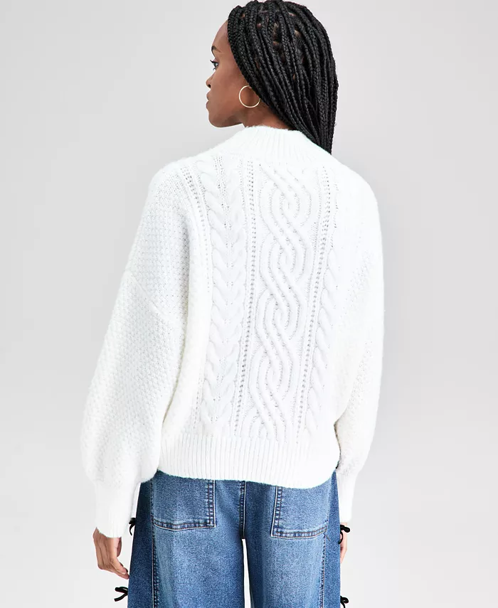Women's Cable-Knit Mock-Neck Sweater - thumbnail 6