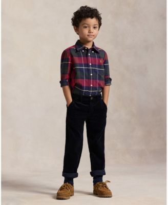 Boys' 2-7 Plaid Cotton Oxford Shirt