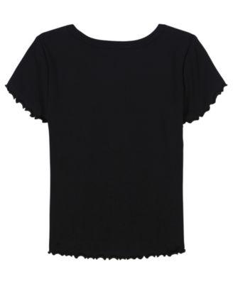 Girls' 7-16 Foil Ribbed Knit Short Sleeve T-Shirt