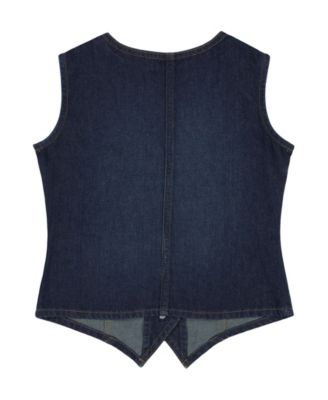 Girls' 7-16 Button-Front V-Neck Denim Vest