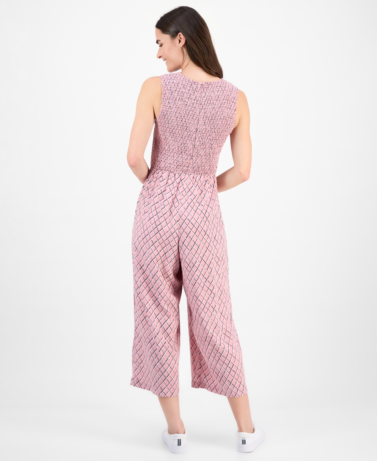 Nautica Jeans Women's Argyle Dot Ankle Jumpsuit In Pink