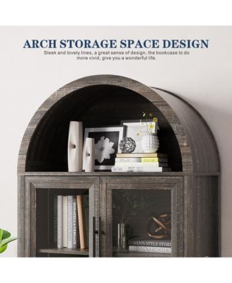 72.8" Glass Door Display Cabinet, 5-Tier with Motion LED