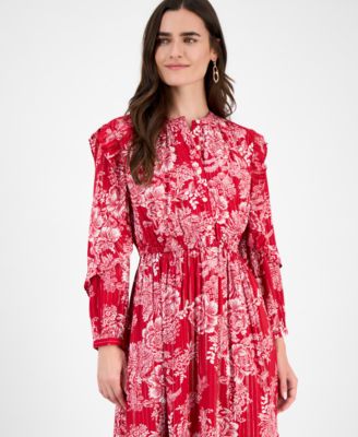 Women's Ruffle-Trim Long-Sleeve Dress, Macy's Exclusive