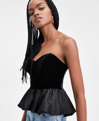 Women's Velvet Peplum Corset Strapless Top, Macy's Exclusive 