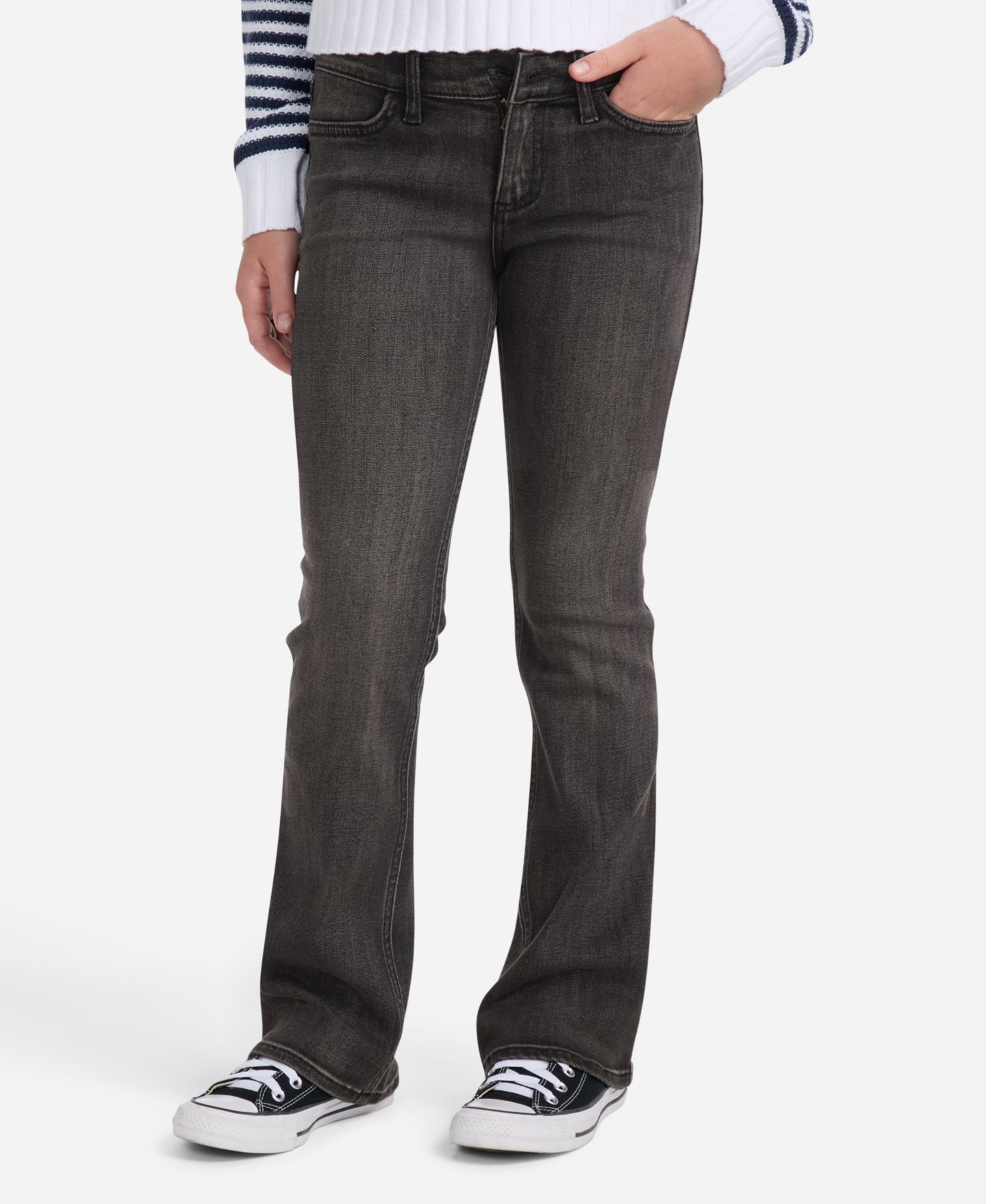 Джинсы abercrombie kids Low Rise Bootcut Jeans для девочек, цвет: Тёмный серый — фото 3