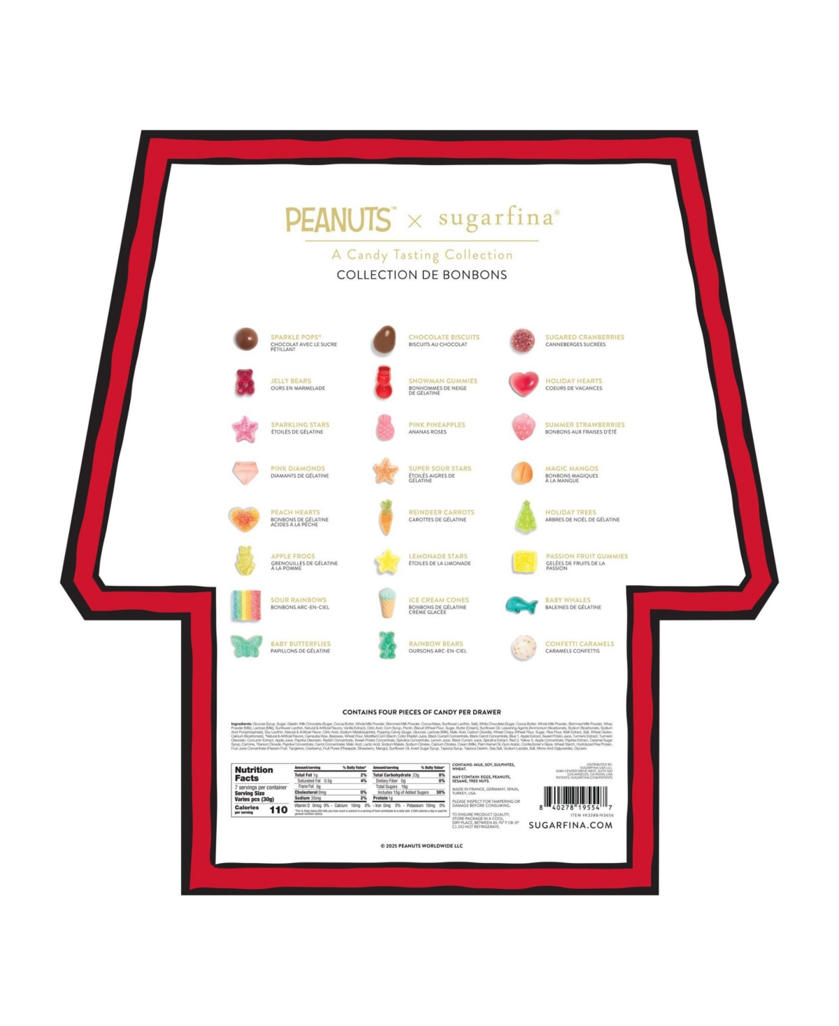 Sugarfina Peanuts Holiday 2025 Snoopy #39 s House Advent Calendar In Red