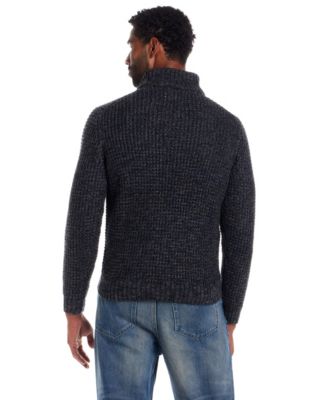Men's Textured Mixy Fabric Mock Neck Sweater