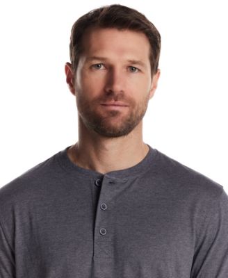 Men's Short Sleeve Microstripe Henley