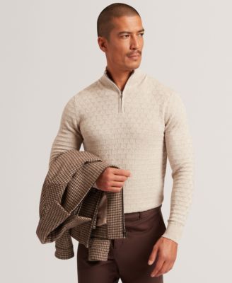 Ted Baker - Men's Jeremee T Stitch Half Zip Long Sleeve Sweater