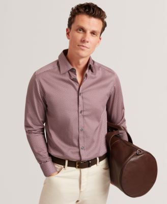 Ted Baker - Men's Jozef Slim Mini Geometric Print Long Sleeve Shirt