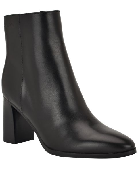 Женские ботинки Calvin Klein Dezzi High Block Heel Booties, цвет: Чёрный кожаный
