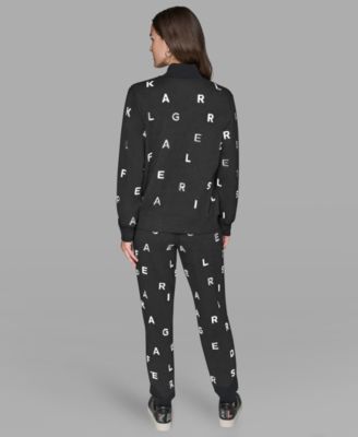 Women's Mock Neck Front Zipper Jacket and Logo Detail Pull-On Joggers