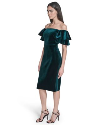Women's Velvet Off-The-Shoulder Dress