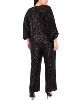 Plus Size V-Neck Raglan 3/4-Sleeve Blouse