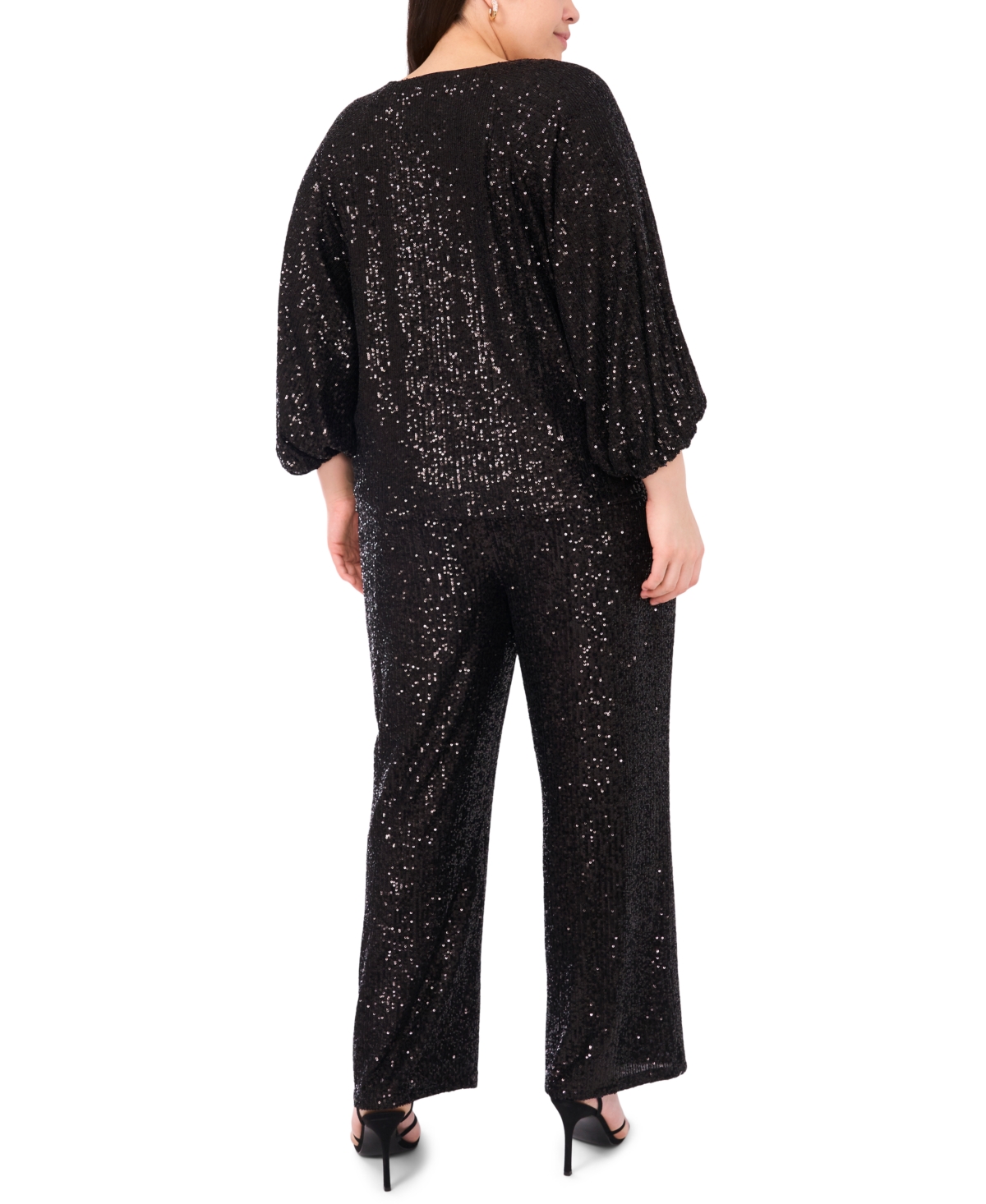 Vince Camuto Plus Size Drape Neck 3/4-sleeve Top In Black