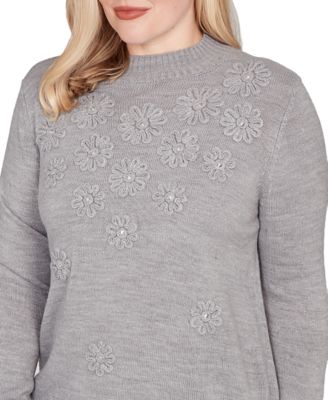 Petite Jet Setter Floral Soutache Embroidered Sweater