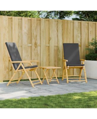 Folding Patio Reclining Chairs 2 pcs with Cushions Bamboo