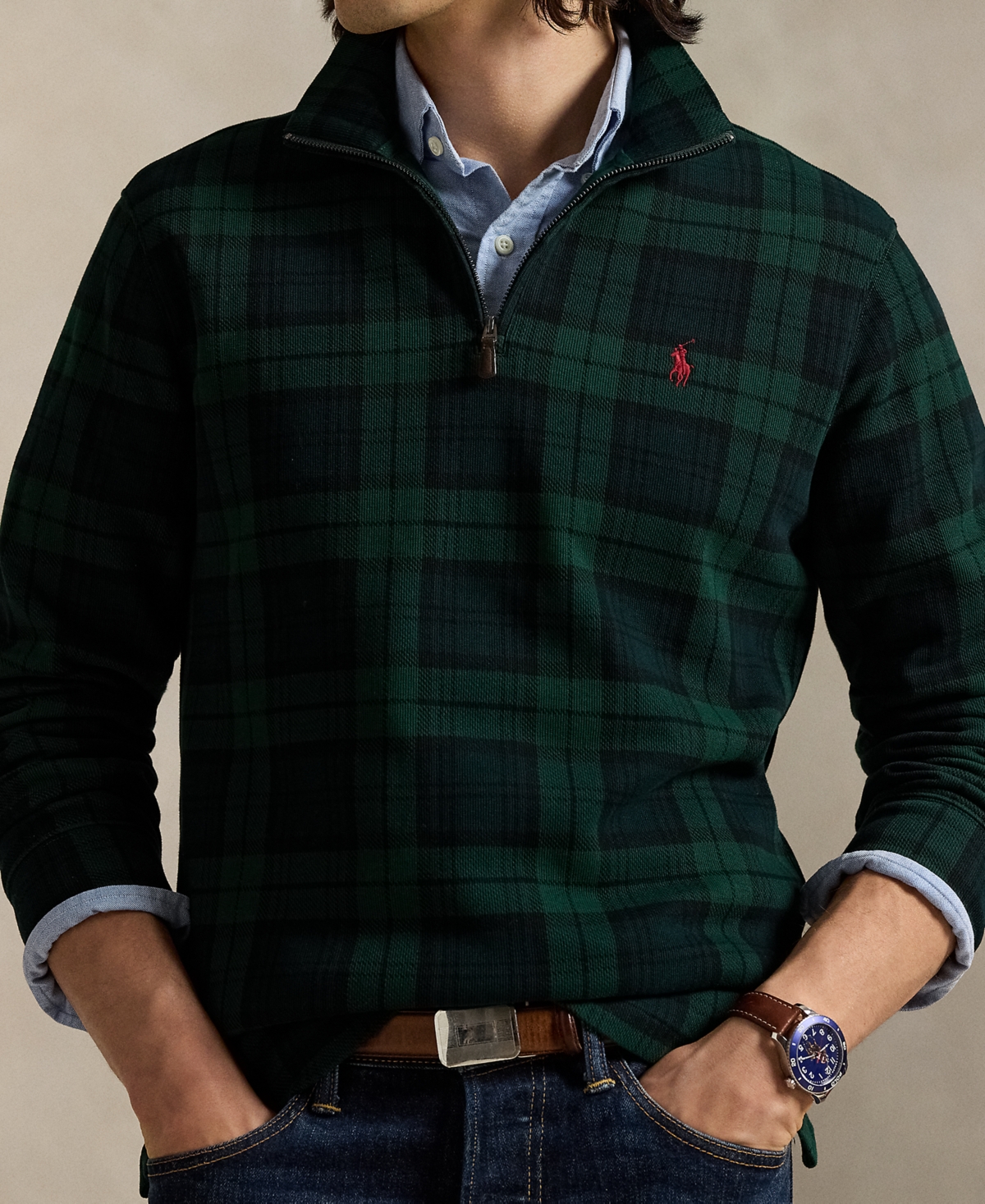 Polo Ralph Lauren Men's Estate-rib Cotton Quarter-zip Pullover In Green