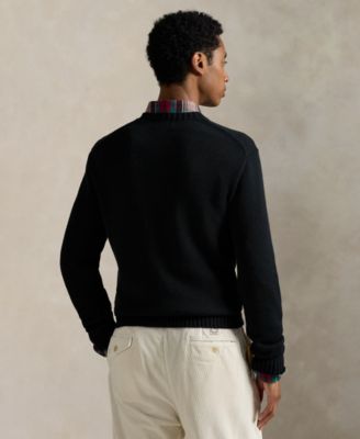 Men's Bear Print Crewneck Long Sleeve Sweater