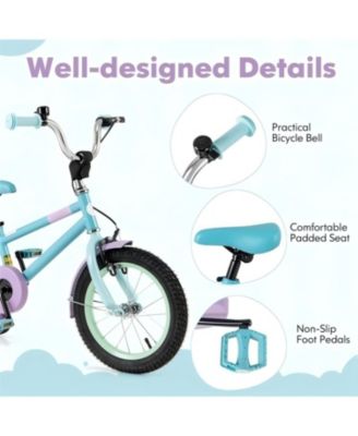 Kids Bike with Adjustable Handlebar and Saddle Purple-14 Inches