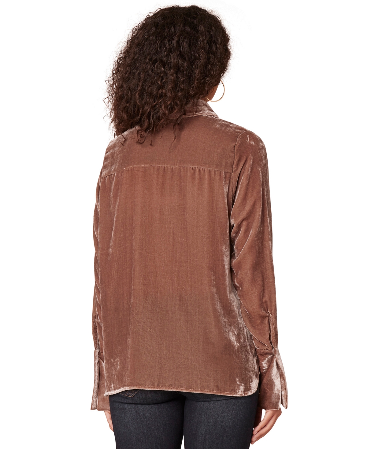 Democracy Petite Velvet Button-Front Top