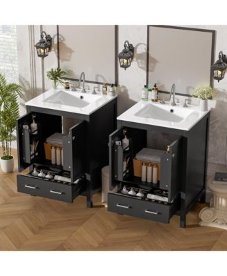 Bathroom Vanity with Integrated Undermount Sink Storage Cabinet Divided Drawer for Versatile Storage