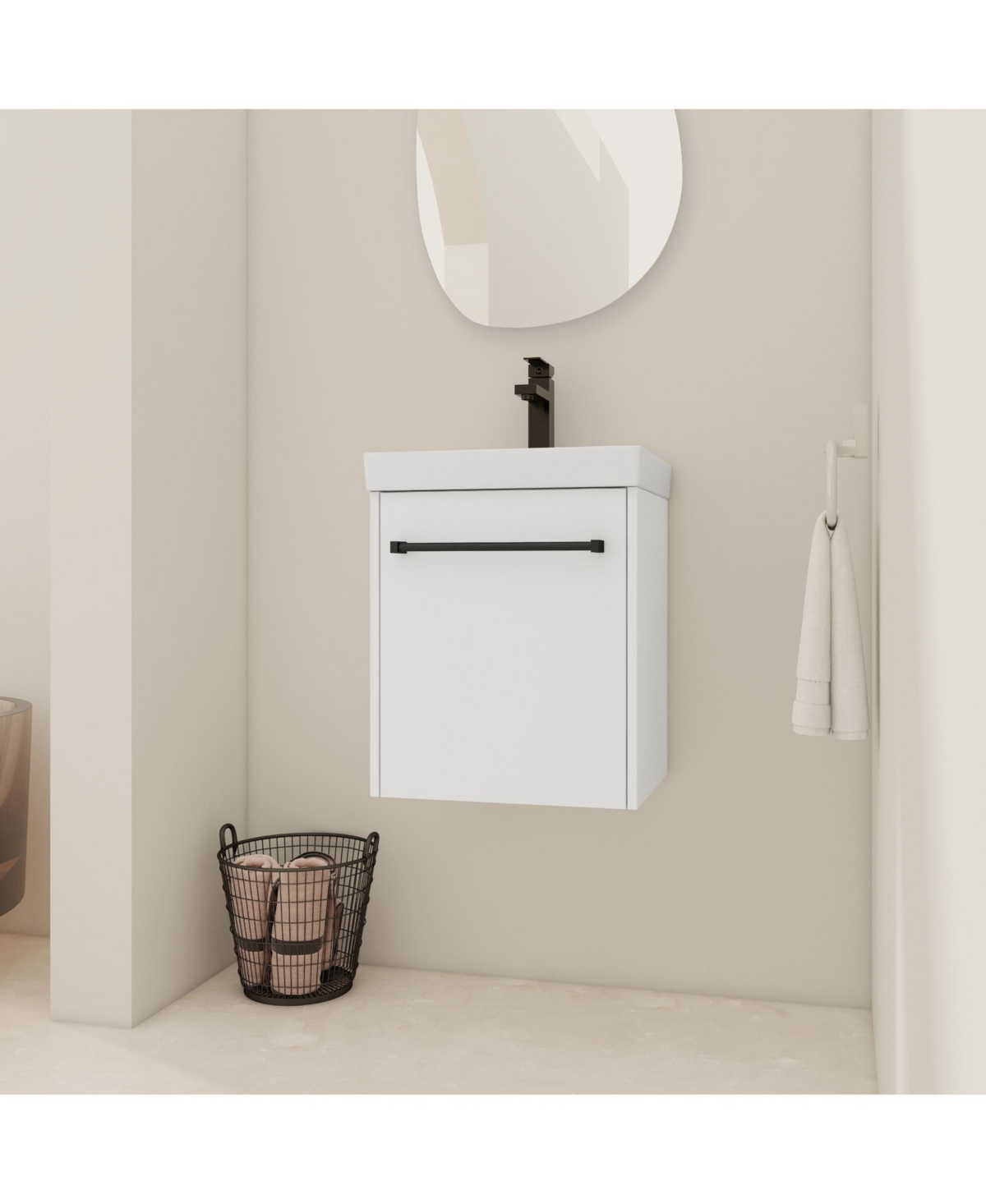 Lovmor Floating WallMounted Bathroom Vanity with Ceramic Sink For Small Bathroom