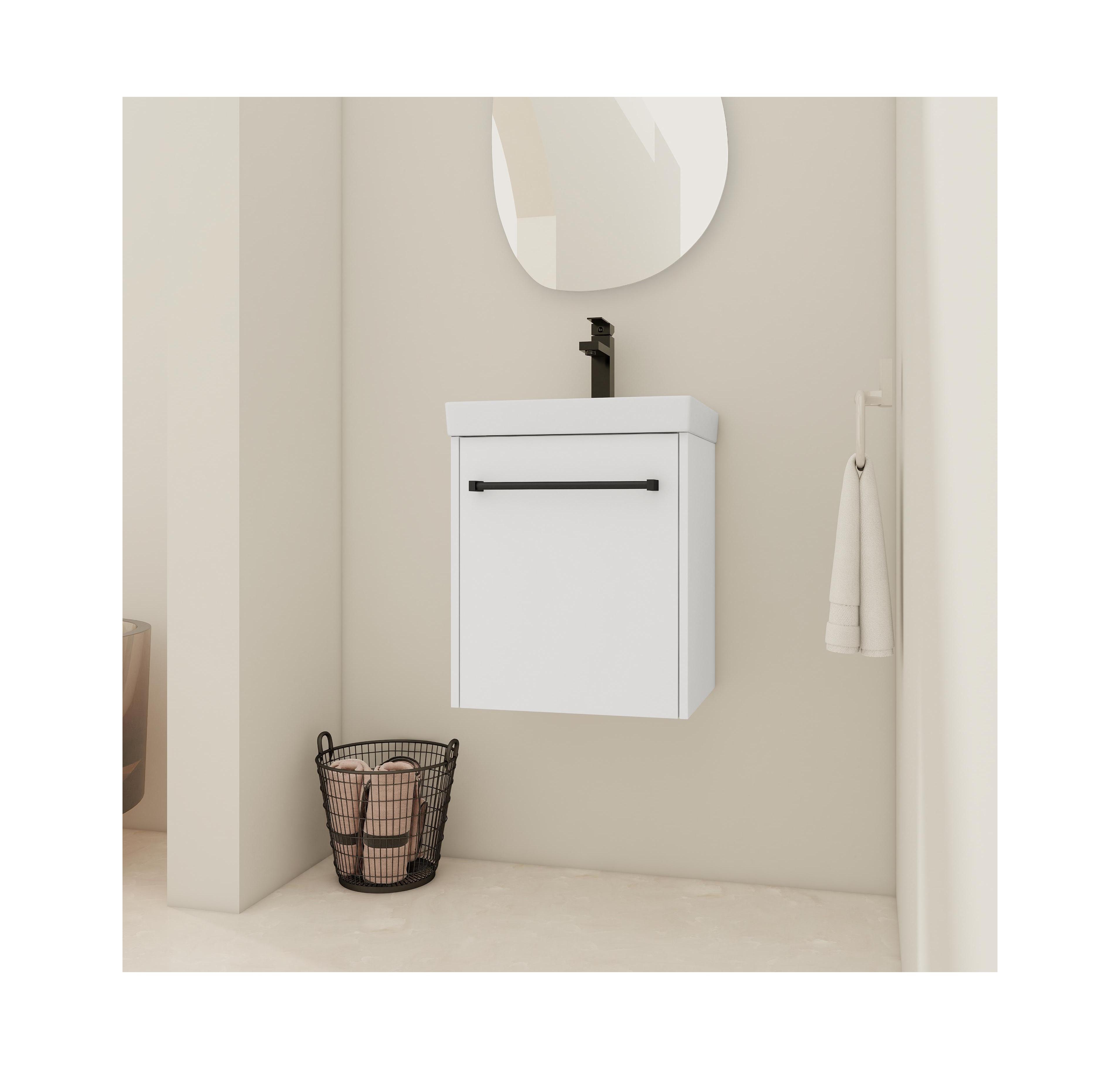 Lovmor Floating WallMounted Bathroom Vanity with Ceramic Sink For Small Bathroom